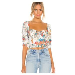 For Love & Lemons Brandy Corset Bustier Top Ivory Floral Romantic Cottagecore L